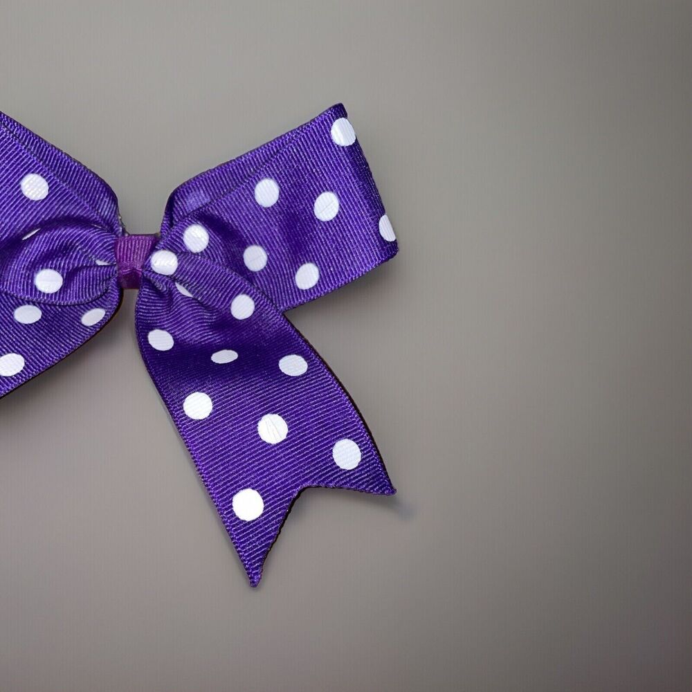 Lot Of 2 Girl’s Grosgrain Hair Bows Clip Blue Solid Polka Dot - Picture 7 of 11